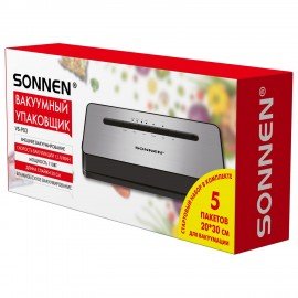 Вакууматор/вакуумный упаковщик SONNEN VS-903, 5 режимов, 12 л/мин, 110 Вт, до 30 см, сухие/влажные продукты, 456339
