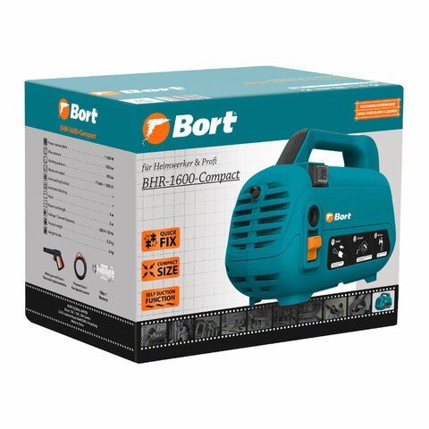 Минимойка BORT BHR-1600-COMPACT, мощность 1,6 кВт, давление 120 бар, шланг 5 м, 93415742