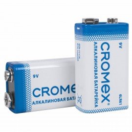 Батарейки алкалиновые КОМПЛЕКТ 4 шт., CROMEX Alkaline, Крона 9V (6LR61, 6LF22, 1604A), короб, 456453