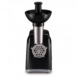 Мясорубка MOULINEX ME105830, 1400 Вт, производительность 1,7 кг/мин, 2 насадки, реверс, пластик, черная, 1510001079