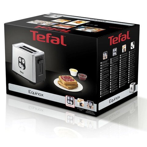 Тостер TEFAL TT420D30, 900 Вт, 2 тоста, 7 режимов, сталь, серебристый, 8000035884