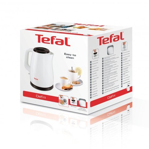 Чайник TEFAL KO150130, 1,5 л, 2400 Вт, закрытый нагревательный элемент, пластик, белый, 7211002180
