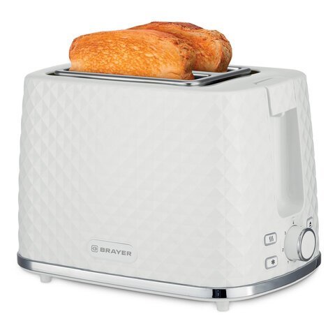 Тостер BRAYER BR2101, 930 Вт, 2 тоста, 7 режимов, пластик, белый