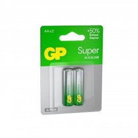 Батарейки КОМПЛЕКТ 2 шт., GP Super, AA (LR6, 15А), алкалиновые, пальчиковые, блистер, 15A-2CR2