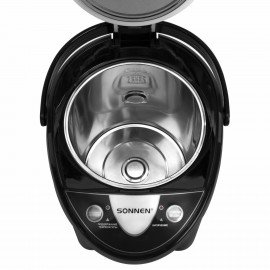 Термопот SONNEN TP-50, 5 л, 900 Вт, 1 температурный режим, 3 режима подачи воды, сталь, белый/серебро, 456711