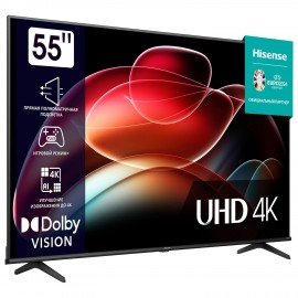 Телевизор HISENSE 55A6K, 55" (139 см), 3840x2160, 4K, 16:9, SmartTV, Wi-Fi, черный