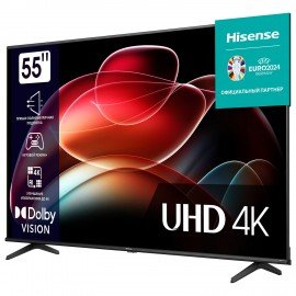 Телевизор HISENSE 55A6K, 55" (139 см), 3840x2160, 4K, 16:9, SmartTV, Wi-Fi, черный