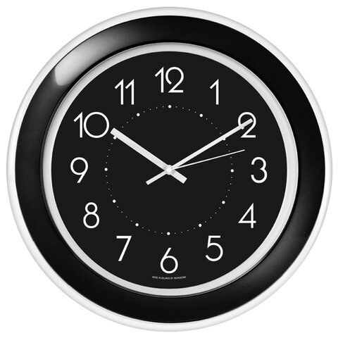 Часы настенные TROYKATIME (TROYKA) 122201202, круг, черные, черная рамка, 30х30х3,8 см