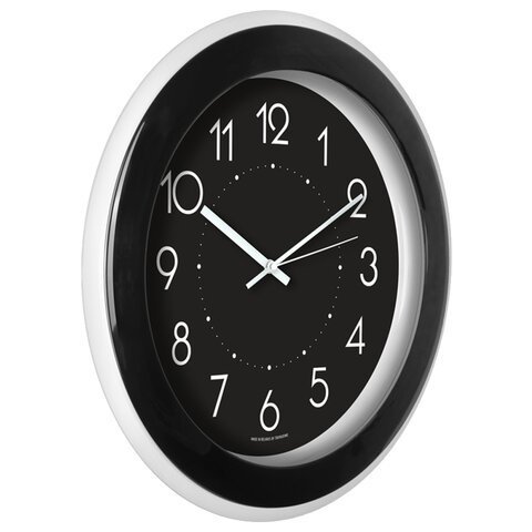 Часы настенные TROYKATIME (TROYKA) 122201202, круг, черные, черная рамка, 30х30х3,8 см