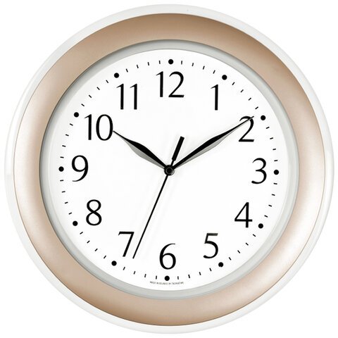 Часы настенные TROYKATIME (TROYKA) 122281201, круг, белые, золотая рамка, 30х30х3,8 см