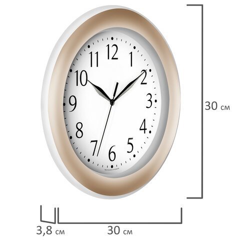 Часы настенные TROYKATIME (TROYKA) 122281201, круг, белые, золотая рамка, 30х30х3,8 см