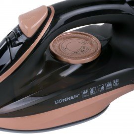 Утюг паровой SONNEN SI-6680, 2200 Вт, керамическое покрытие, антикапля, черный/розовый, 456997