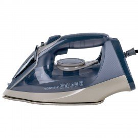 Утюг паровой SONNEN SI-6008, 2200 Вт, керамическое покрытие, антикапля, серебристый/золотой, 456998