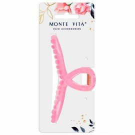 Краб для волос "Петелька", 11 см, глянцевый, розовый MONTE VITA 457007