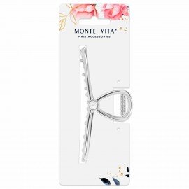 Краб для волос "Петелька", 11 см, с жемчужинкой, серебристый MONTE VITA 457017