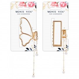 Краб для волос 7,5 см, с подвесками, золотистый, АССОРТИ, MONTE VITA 457019