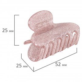 Краб для волос "Дуга" 5,2 см, с глиттером, розовый, MONTE VITA 457021