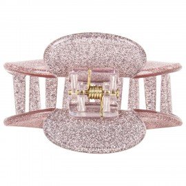 Краб для волос "Дуга" 5,2 см, с глиттером, розовый, MONTE VITA 457021