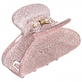 Краб для волос "Дуга" 5,2 см, с глиттером, розовый, MONTE VITA 457021
