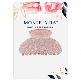 Краб для волос "Дуга" 5,2 см, с глиттером, розовый, MONTE VITA 457021