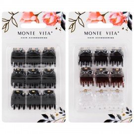 Крабы для волос НАБОР 9 шт, 1,5 см, глянцевый, АССОРТИ, MONTE VITA 457025
