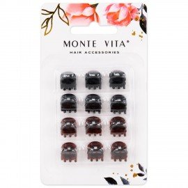 Крабы для волос НАБОР 12 шт, 0,8 см, АССОРТИ, MONTE VITA 457026