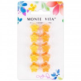 Крабы для волос НАБОР 10 шт, цветочки, soft touch, оранжевый, жёлтый, MONTE VITA 457027