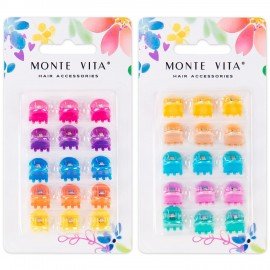 Крабы для волос НАБОР 15 шт, 0,8 см, глянцевый, АССОРТИ, MONTE VITA 457028