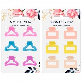 Крабы для волос НАБОР 6 шт, 2,5 см, soft touch, АССОРТИ, MONTE VITA 457029