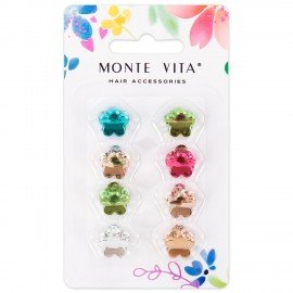 Крабы для волос НАБОР 8 шт, 1 см, зеркальный MONTE VITA 457030