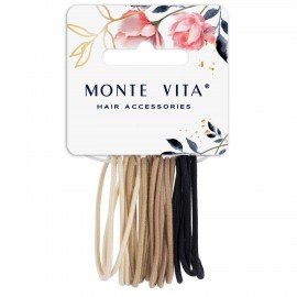 Резинка для волос НАБОР 16 шт, 0,15*14 см, чёрный, коричневый, бежевый, MONTE VITA 457036