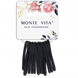 Резинки для волос НАБОР 12 шт, 0,4*14 см, чёрный, MONTE VITA 457037