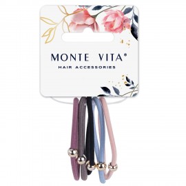 Резинки для волос НАБОР 5 шт, 0,3*14см, с бусинкой, чёрный, фиолетовый, бежевый MONTE VITA 457042