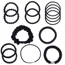 Резинки для волос НАБОР 14 шт, 8 видов форм, чёрный, MONTE VITA 457044