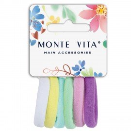 Резинки для волос НАБОР 6 шт, мягкие, medium size, пастельные цвета MONTE VITA 457047