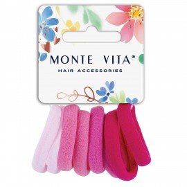 Резинки для волос НАБОР 8 шт, мягкие, medium size, оттенки розового MONTE VITA 457048