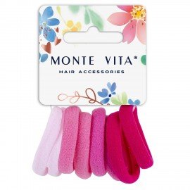 Резинки для волос НАБОР 8 шт, мягкие, medium size, оттенки розового MONTE VITA 457048