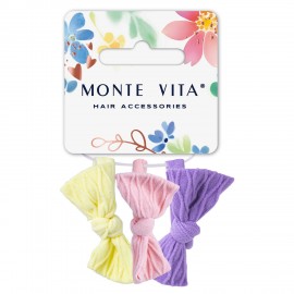 Резинки для волос НАБОР 3 шт, мягкие, medium size, с бантами, разные цвета MONTE VITA 457049
