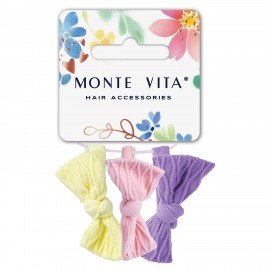 Резинки для волос НАБОР 3 шт, мягкие, medium size, с бантами, разные цвета MONTE VITA 457049