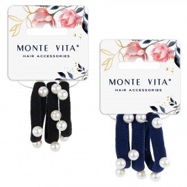 Резинки для волос НАБОР 3 шт, мягкие, medium size, с бусинами, АССОРТИ, MONTE VITA 457052