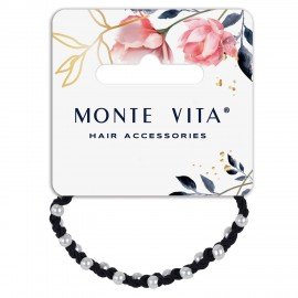 Резинка для волос с плетением, 0,5 см, с бусинами, чёрный MONTE VITA 457054