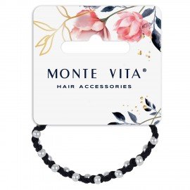 Резинка для волос с плетением, 0,5 см, с бусинами, чёрный MONTE VITA 457054