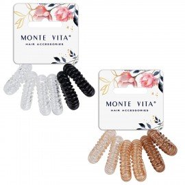 Резинки для волос НАБОР 6 шт, диаметр 3,5 см, пружинка, АССОРТИ, MONTE VITA 457058