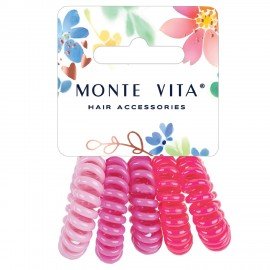 Резинки для волос НАБОР 5 шт, диаметр 4 см, пружинка, оттенки розового MONTE VITA 457060