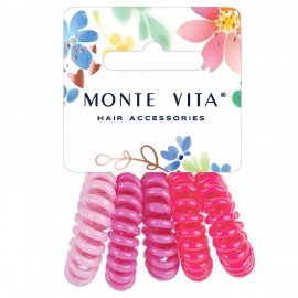 Резинки для волос НАБОР 5 шт, диаметр 4 см, пружинка, оттенки розового MONTE VITA 457060
