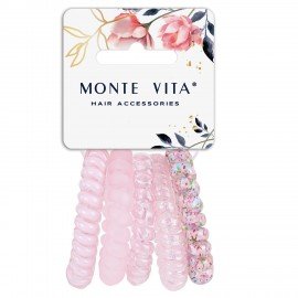 Резинки для волос НАБОР 5 шт, диаметр 4,5 см, пружинка, розовые MONTE VITA 457062