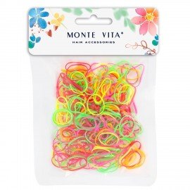 Резинки для волос НАБОР 250 шт, силиконовые, medium size, разные цвета MONTE VITA 457065