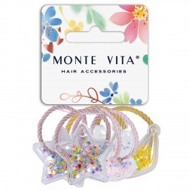 Резинки для волос НАБОР 6 шт, 0,3*14 см, с шармиками, разные цвета MONTE VITA 457068