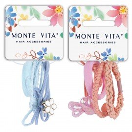 Резинки для волос НАБОР 4 шт, с декором, разные дизайны, АССОРТИ MONTE VITA 457069