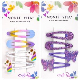 Заколки для волос НАБОР 4 шт, 5 см, клик-клак, с декорат. элементами, АССОРТИ, MONTE VITA 457090